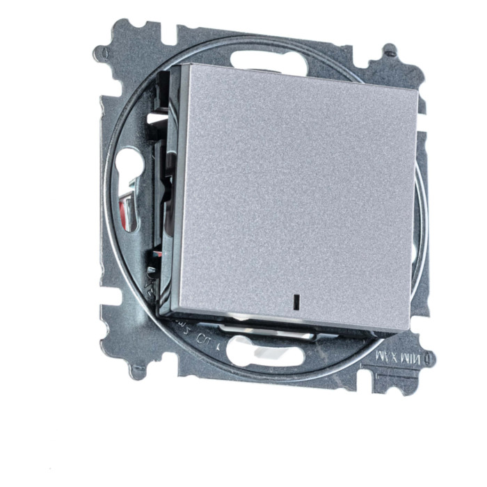 Выключатель одноклавишный ABB LEVIT с подсветкой, серебро // дымчатый черный, 2CHH590646A6070