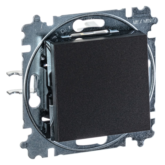 Выключатель одноклавишный ABB LEVIT, антрацит // дымчатый черный, 2CHH590645A6063