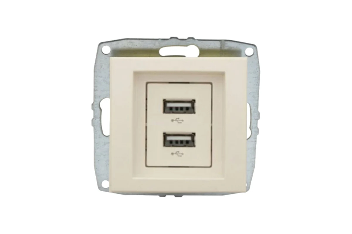 Розетка двойная механизм с USB-Зарядкой крем Mono Electric Despina/ Larissa 500-001705-178
