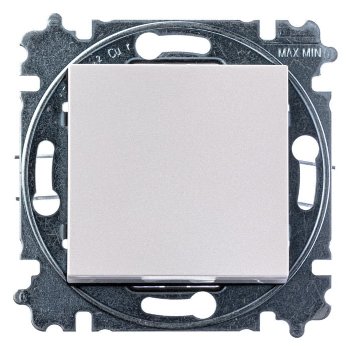 Выключатель одноклавишный ABB LEVIT, жемчуг // ледяной, 2CHH590645A6068