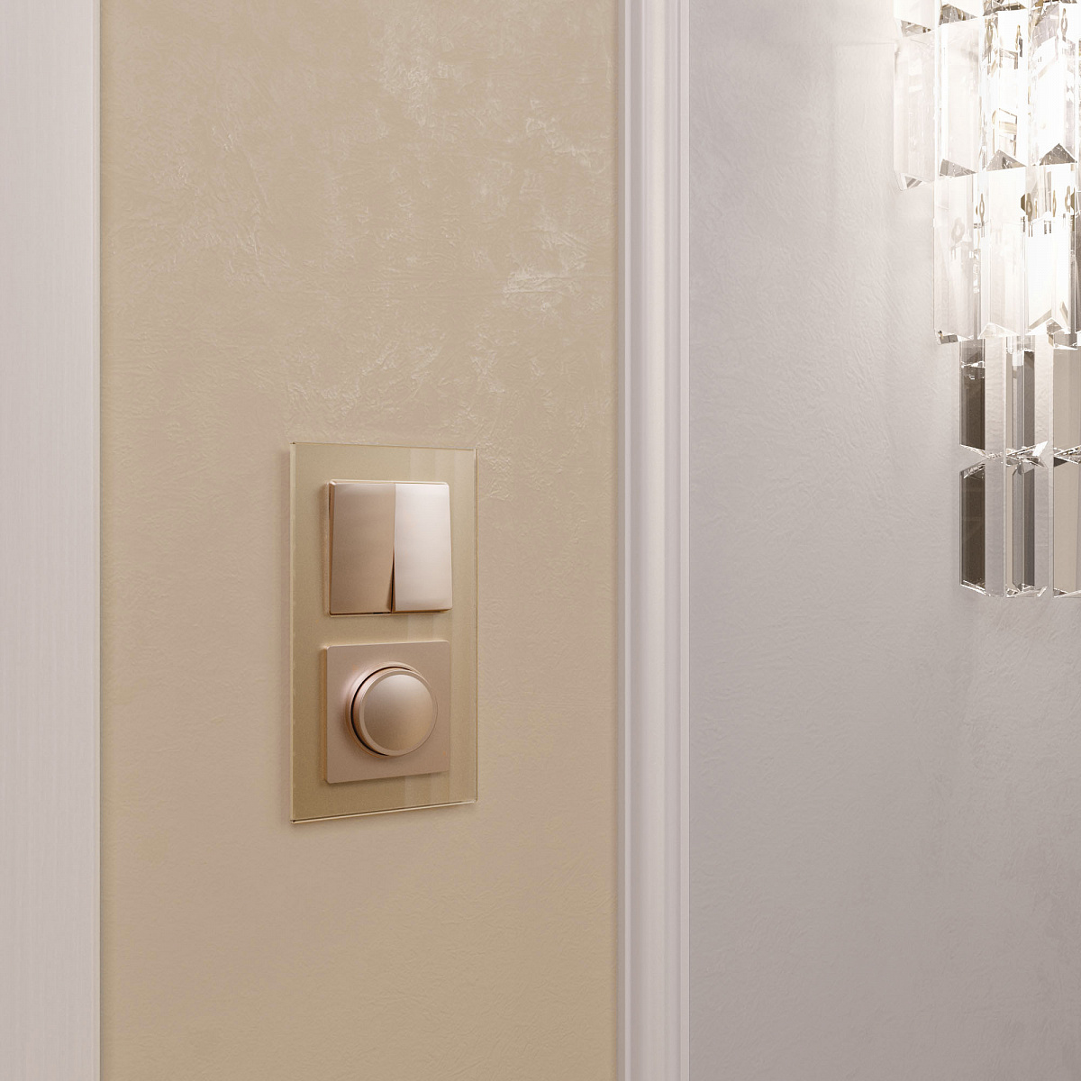 Выключатель двухклавишный (шампань) W1120011