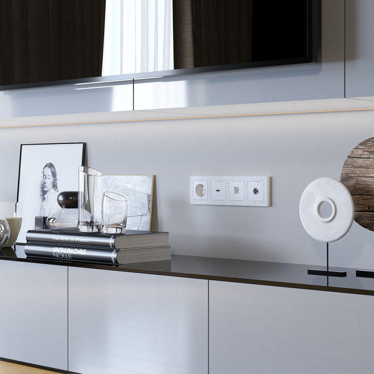 Розетка с заземлением (Hammer белый) W1271001