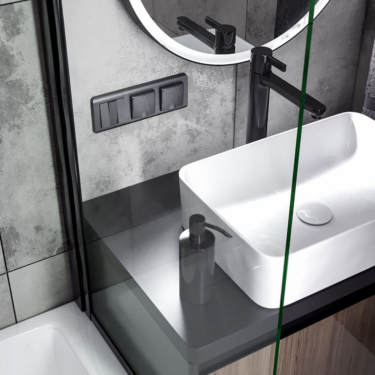 Розетка влагозащ. с зазем. с защит. крышкой и шторками N (графит рифленый) W1171204W1171204