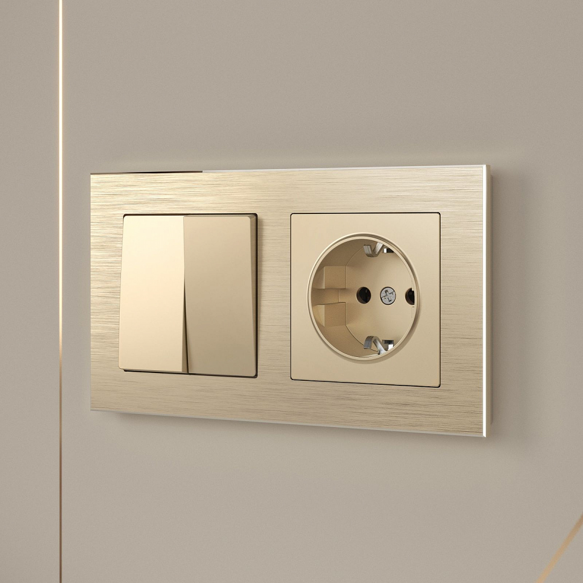Выключатель двухклавишный (шампань) W1120011