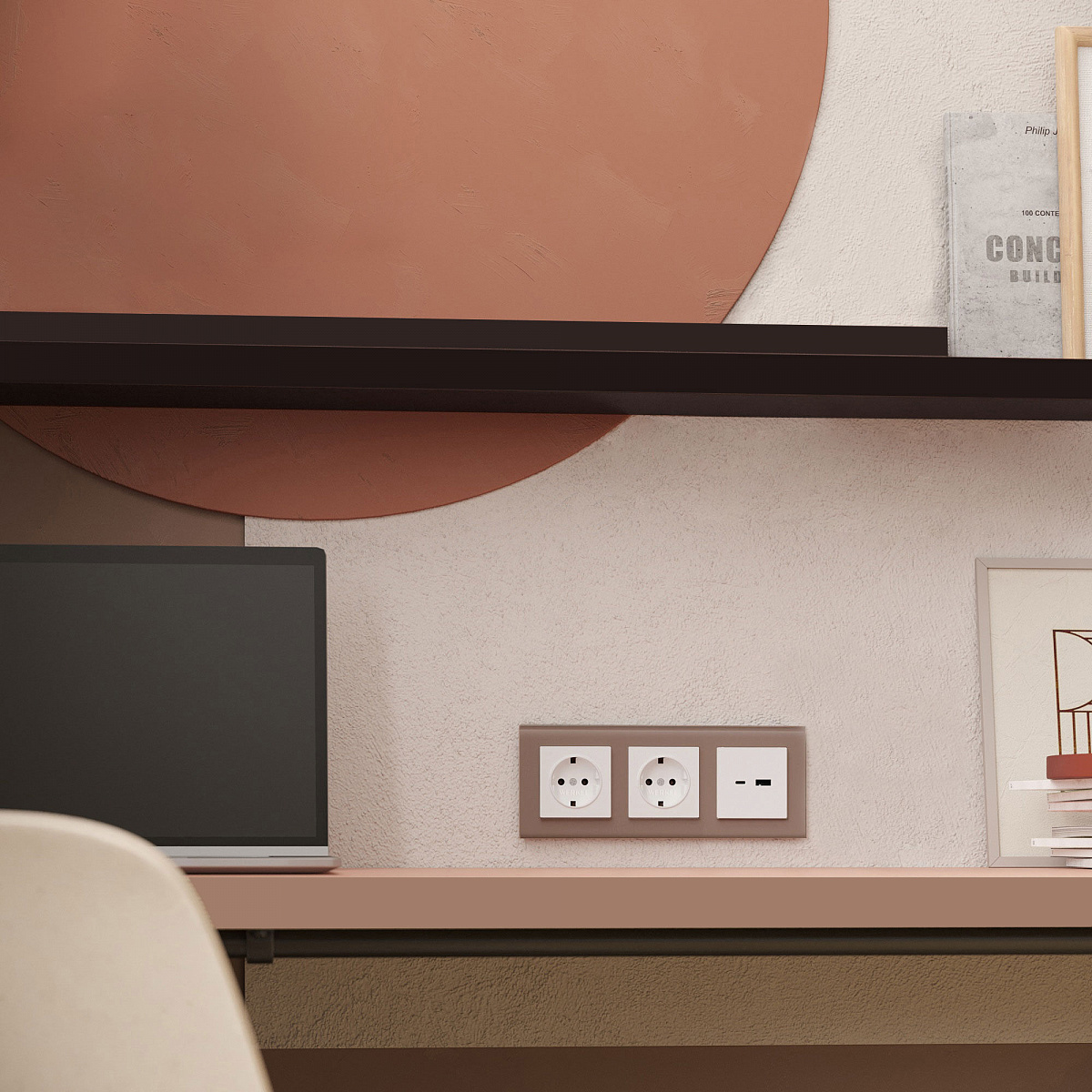 Рамка из стекла на 3 поста Favorit латте W0031142