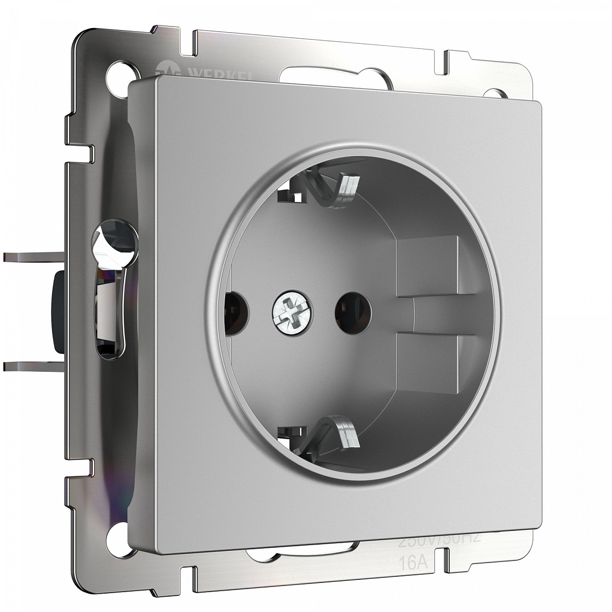 W1171106/ Розетка с заземлением и шторками (серебряный) W1171106