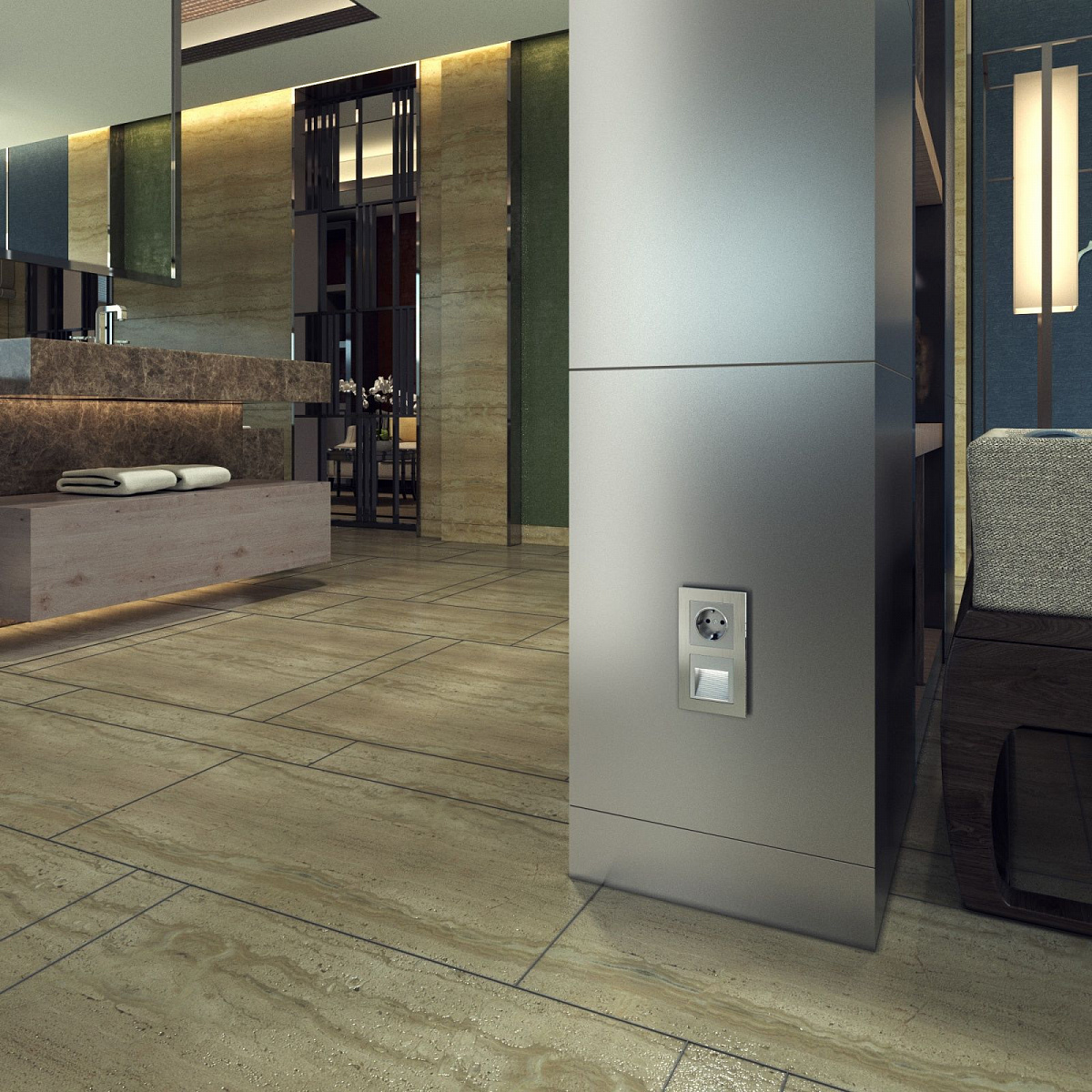 W1171106/ Розетка с заземлением и шторками (серебряный) W1171106