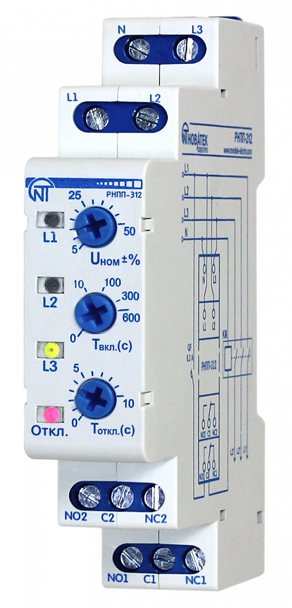 Реле напряжения, перекоса и последовательности фаз РНПП-312