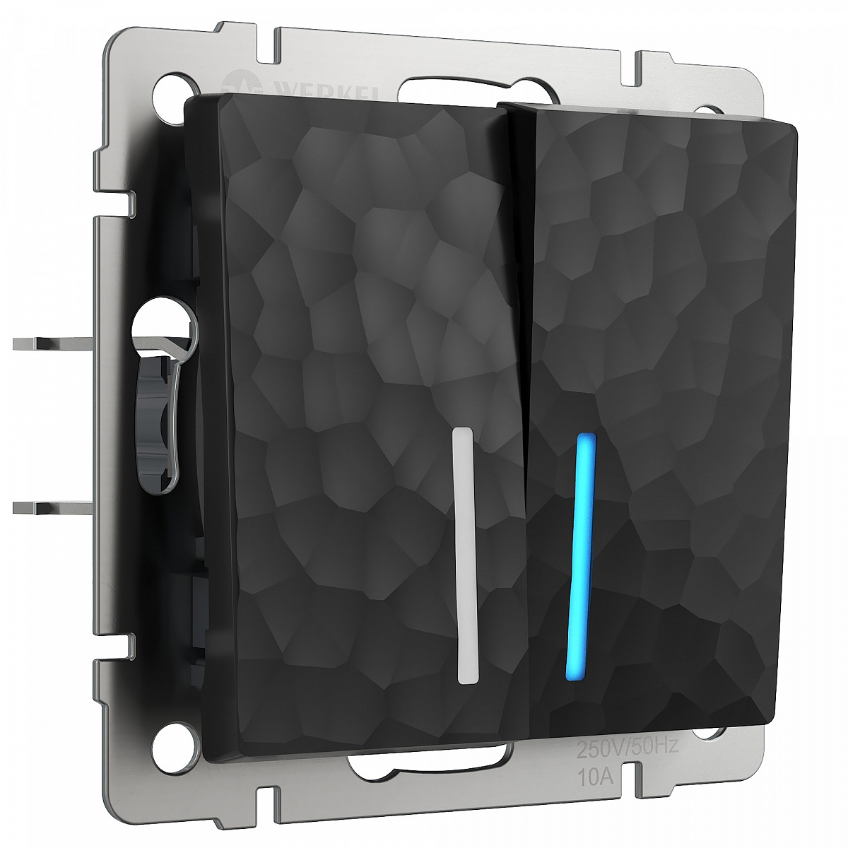 Выключатель двухклавишный с подсветкой (Hammar черный) W1220108