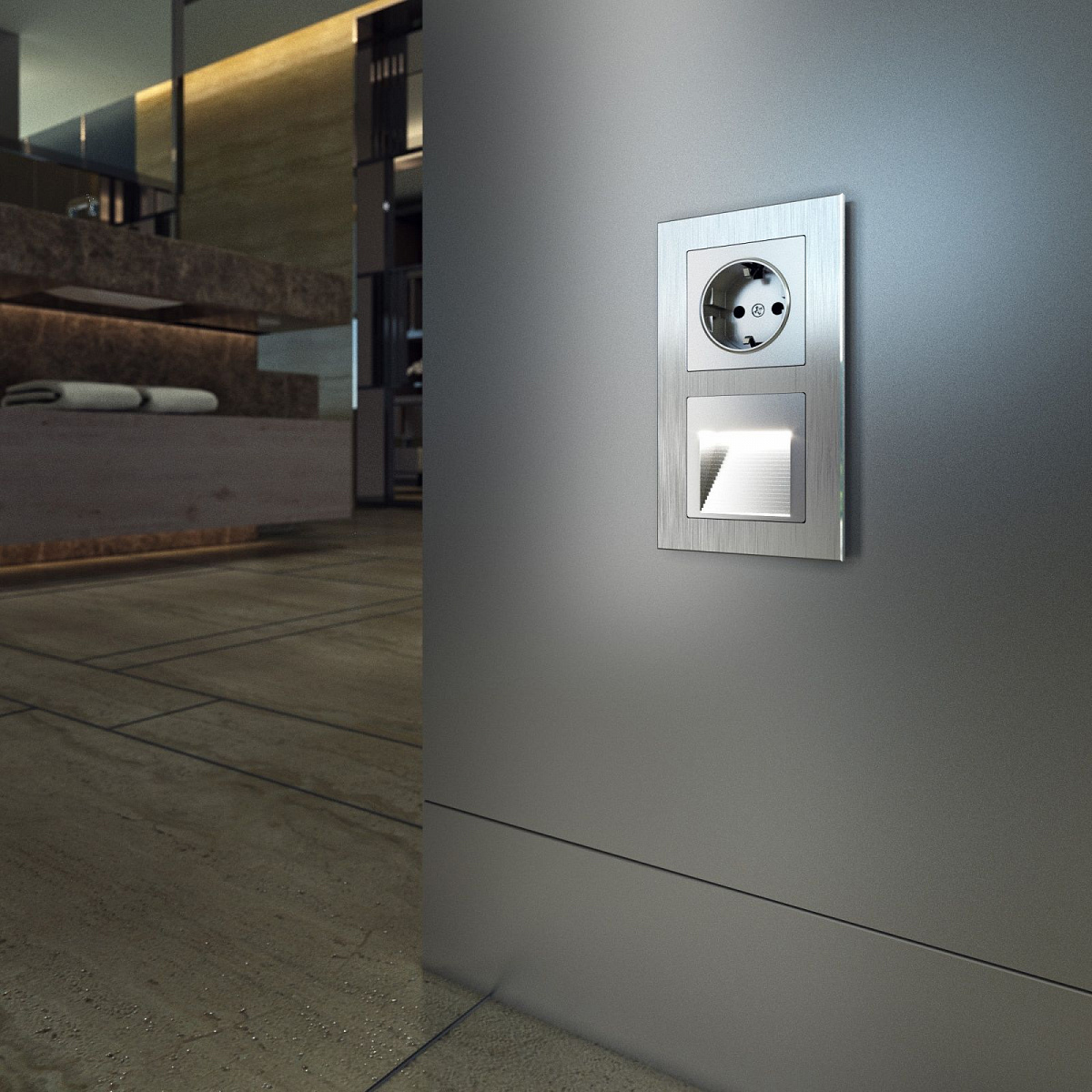 W1171106/ Розетка с заземлением и шторками (серебряный) W1171106