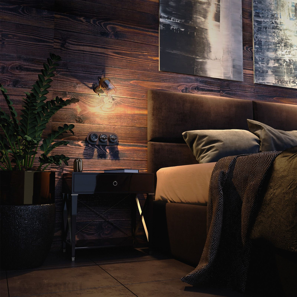 Выключатель на 4 положения двухклавишный коричневый ретро W5620014